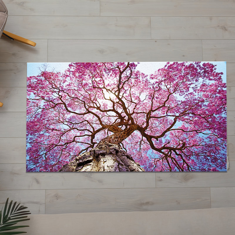 Floral-Motif Printed Rug with Soft Pile for Living Room or Bedroom Enhancement in Vibrant Color Palette, Runner 2'8" x 9'2"
