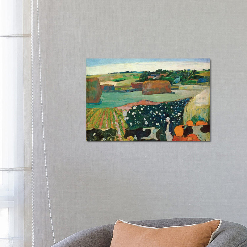 Haystacks In Brittany by Paul Gauguin - Wrapped Canvas Print, 45.72cm H x 66.04cm W x 1.91cm D