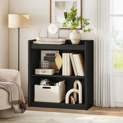 Guinna 27.67'' Small Bookcase, 3-Tier Display Bookshelf with Adjustable Shelves for Living Room, Bedroom, Home Office