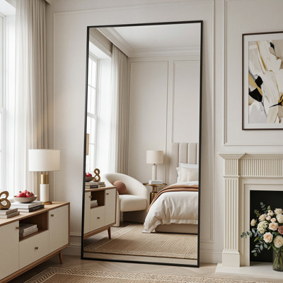 Oversized Full Length Mirror with Stand, Standing Mirror Full Body, Floor Mirror with Aluminum Alloy Framed Rectangle Wall Mirror
