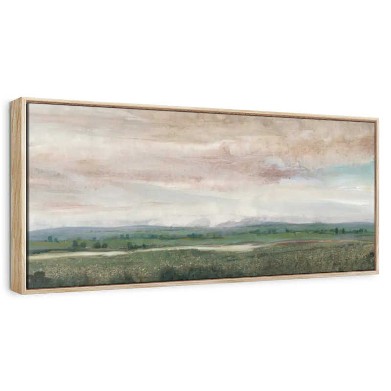 Sky Line II, Floating Frame Natural Wood, 31" X 11"