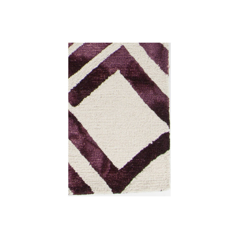 Tapis mauve/blanc touffeté à la main Garon, 5 pi x 7 pi 6 po