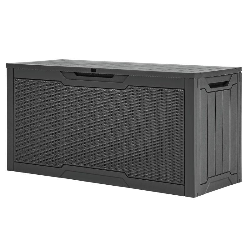 80 Gallon Water Resistant Resin Deck Box with Lockable Lid for Garden Tools, Pool Supplies, Dark Gray
