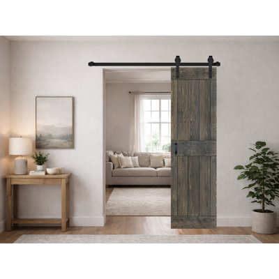 H Series Color Finished Sliding Barn Door With Hardware Track-Assembly Required