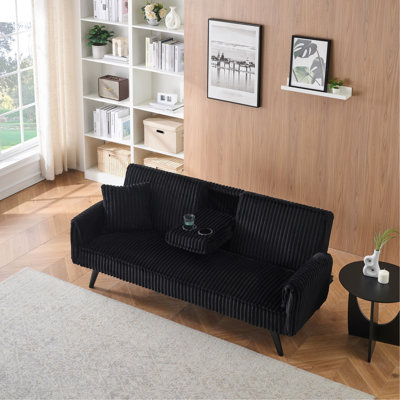 Chaise longue en velours côtelé de style noir avec soutien lombaire: confort accru