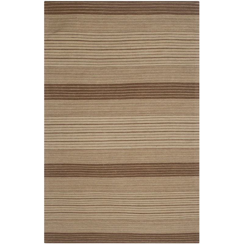 Cruz Hand Loomed Wool/Cotton Striped Rug in Brown/Beige, Rectangle 2'3" x 4'