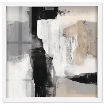 Art mural minimaliste Shades of Gray II Shadowbox par Art Remedy, cadre blanc, 41 x 41