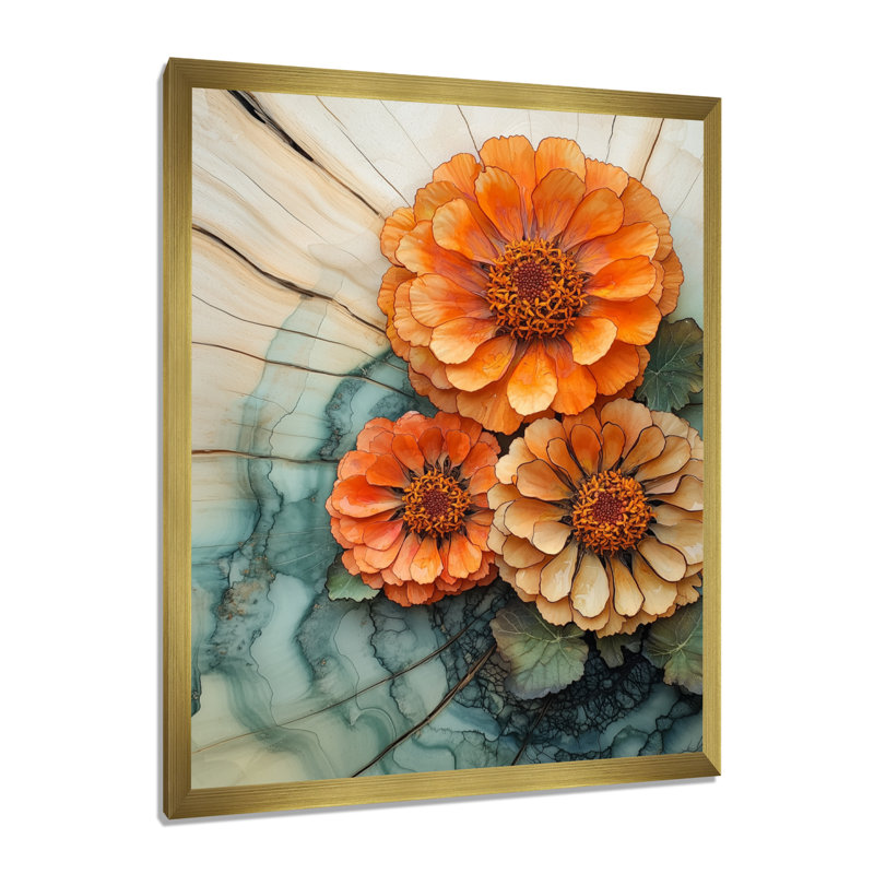 Gothard - art mural floral, H 32 po x l 16 po, Reproduction encadrée d'une seule photo, Doré