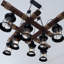 Lustre 40 lumières en bois de 40 po au design rétro, avec une conception de tic-tac-toe.