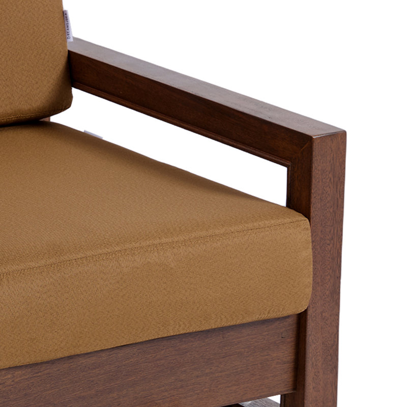 Chaise d'extérieur en bois de teck massif Gustina avec coussin et accoudoirs, Marron clair, Brun clair gris