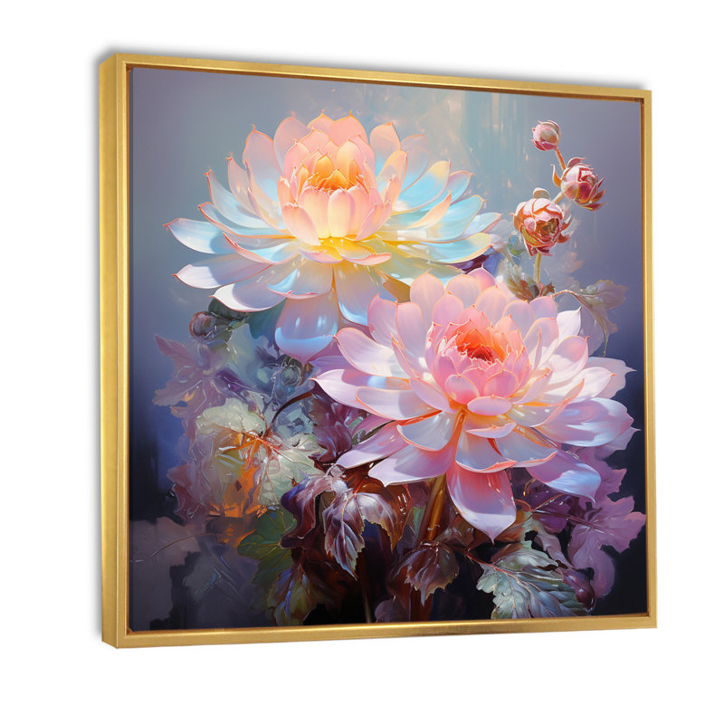 Délicats et succulents pastels tendres - Impression, H 30 po x l 30 po x P 1 po, Cadre flottant doré
