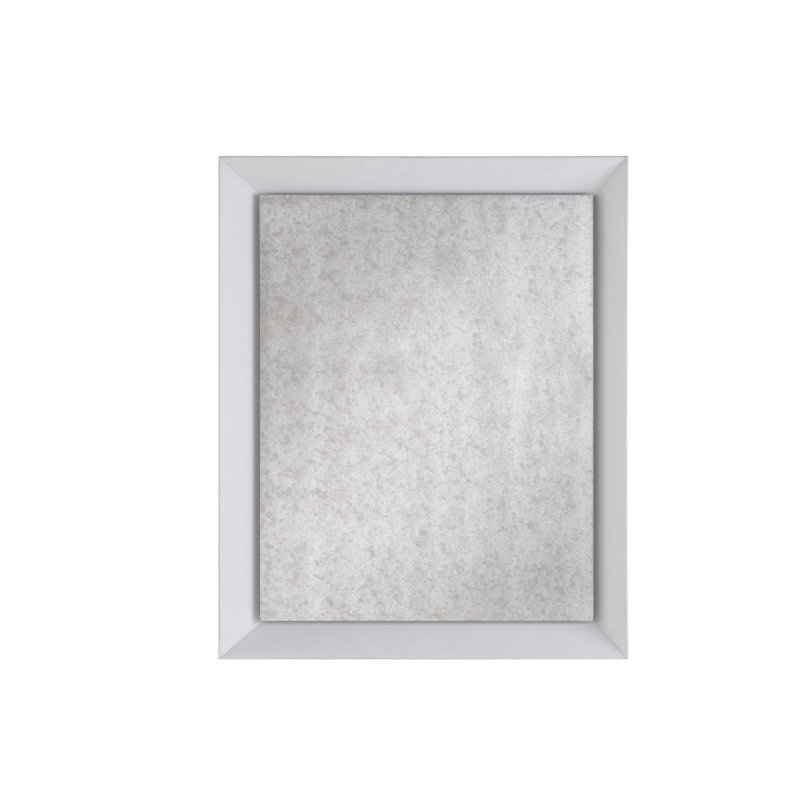 Cream Leather and Wood Transitional Mirror