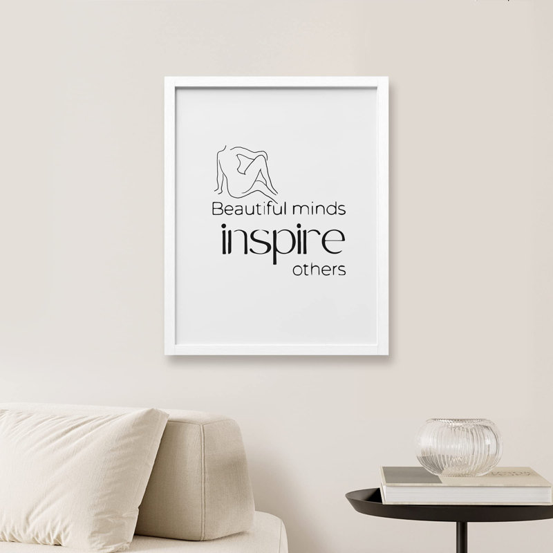 "Beauté, art mural noir et blanc, beaux esprits inspirants", sur papier, Blanc, H 10 po x l 8 po