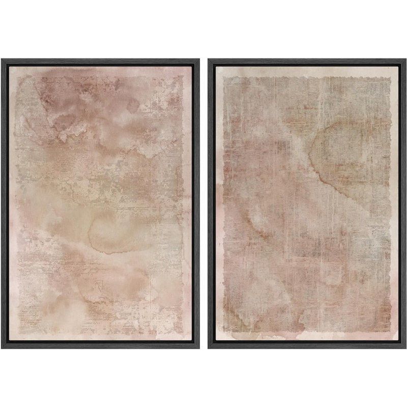 «Grunge Gray Texture Effect Abstract Shapes Modern», reproduction sur toile encadrée 2 pièces, H 36 po x l 48 po x P 1,5 po