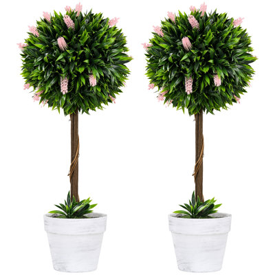 60cm Faux Flowering Topiary in Pot