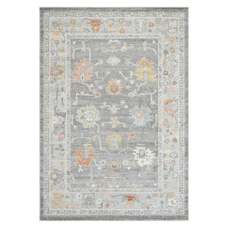 Lucama Bordered Floral Durable Performance Indoor/Outdoor Area Rug