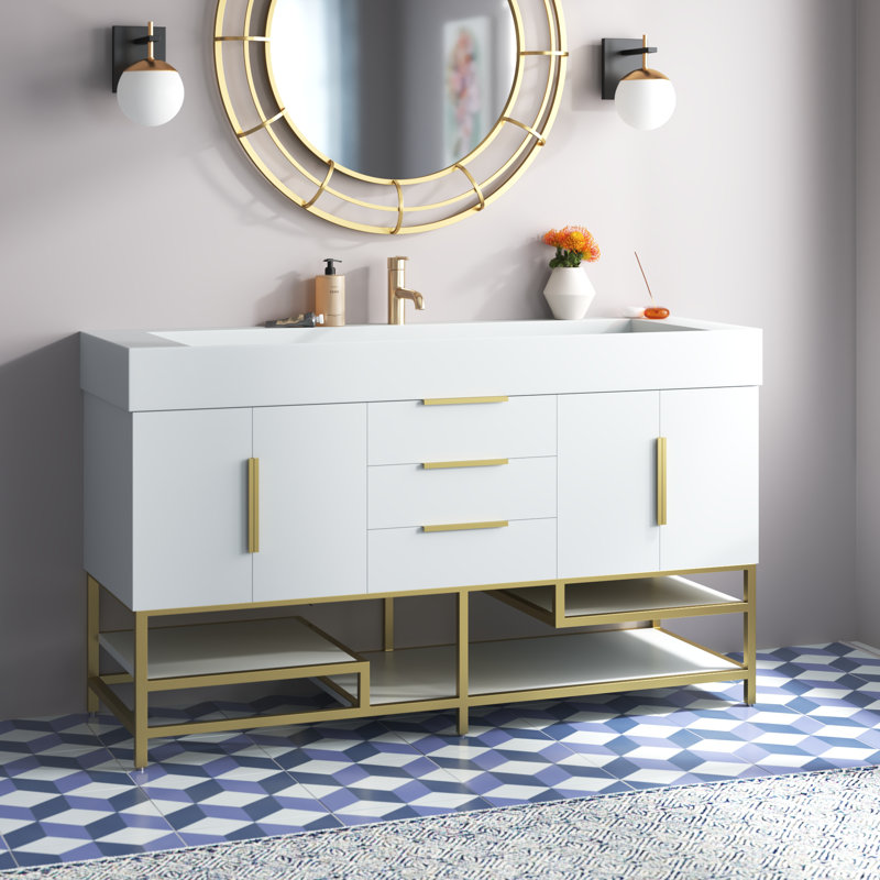 Ensemble de meuble-lavabo simple 59 po Glasgow, Blanc très luisant