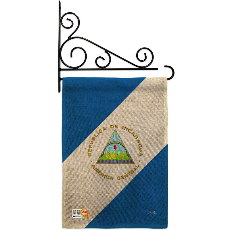 En toile jute 2 côtés 19 x 13 po nicaragua drapeau de jardin