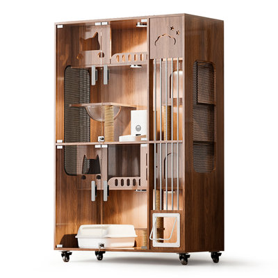 Luxury Solid Walnut Wood Cat House