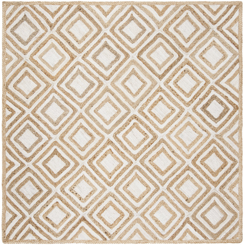 Arria Hand Woven Jute Geometric Rug, Square 6'