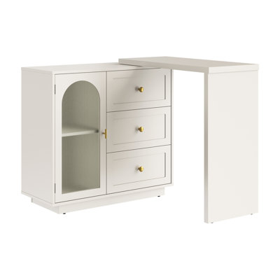 Bureau de coiffeuse à maquillage extensible avec 3 tiroirs et 1 porte