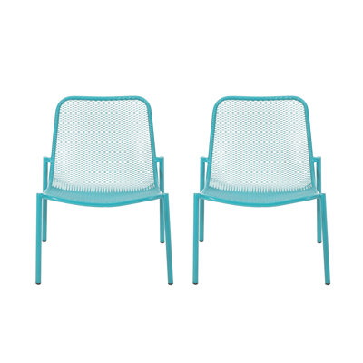 Teal Stackable Outdoor Chairs, Stable Construction, 26"w 21.67"d 26"h, Frame, Rounded, 26"x21.67"x26