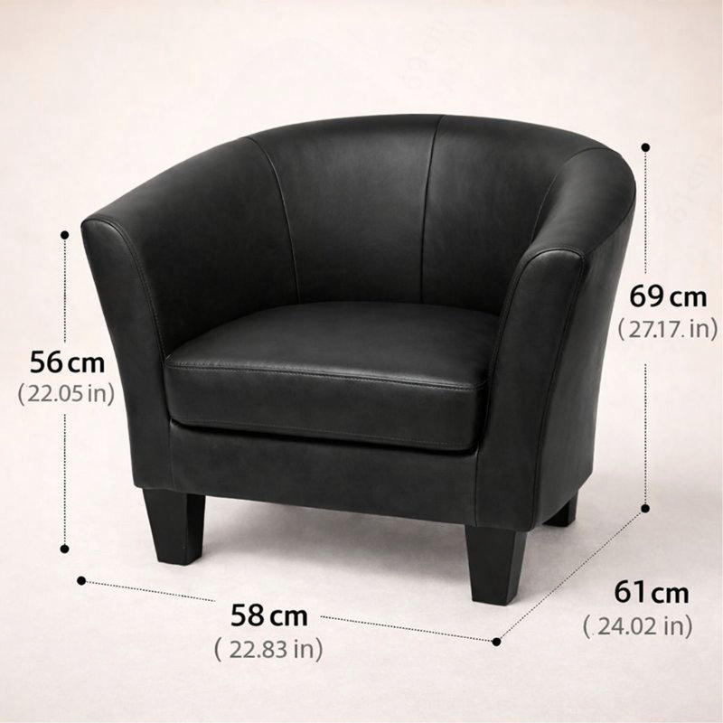 Fauteuil d'appoint en similicuir, Noir