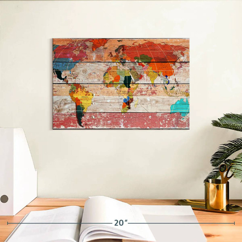 Aliaz Classic World Map Grunge, 8" H x 12" W