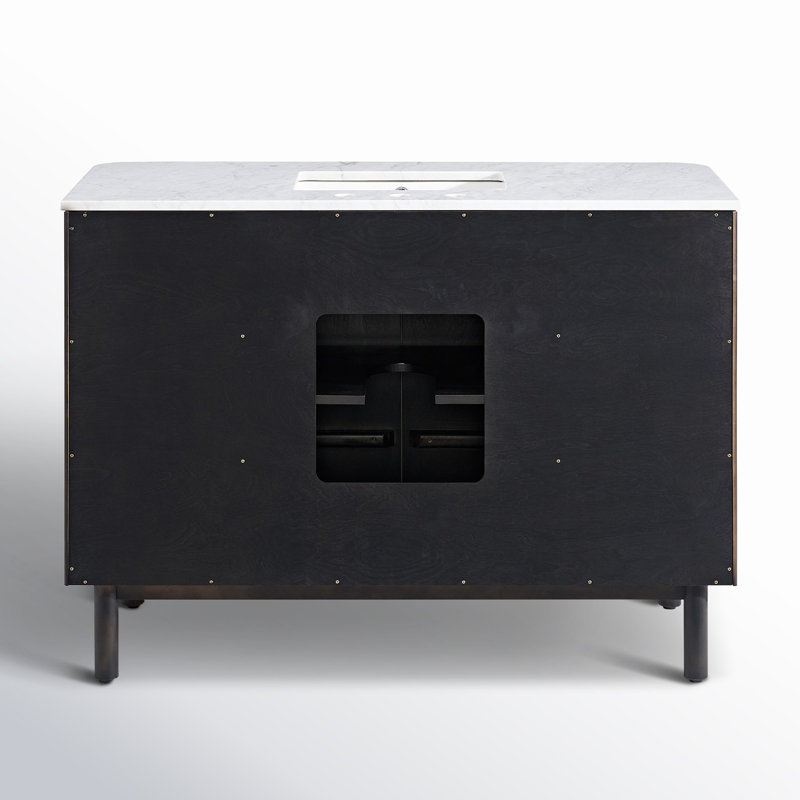 Kensington 48" Bathroom Vanity in Fluted Birch, Black Reeded Birch