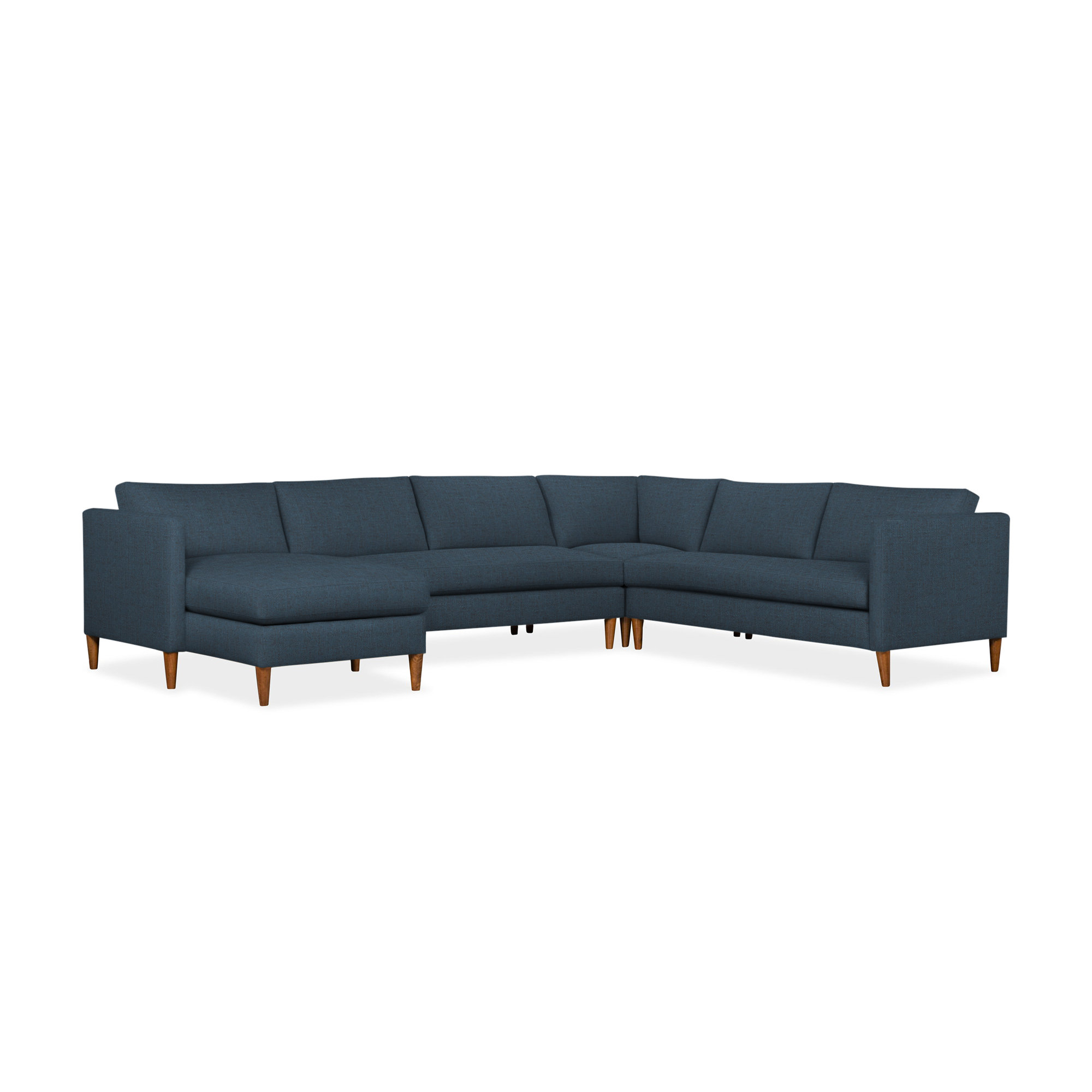 Clifford 4-Piece Upholstered Custom Sectional, Zuma Navy Textured Linen, Left Hand Facing