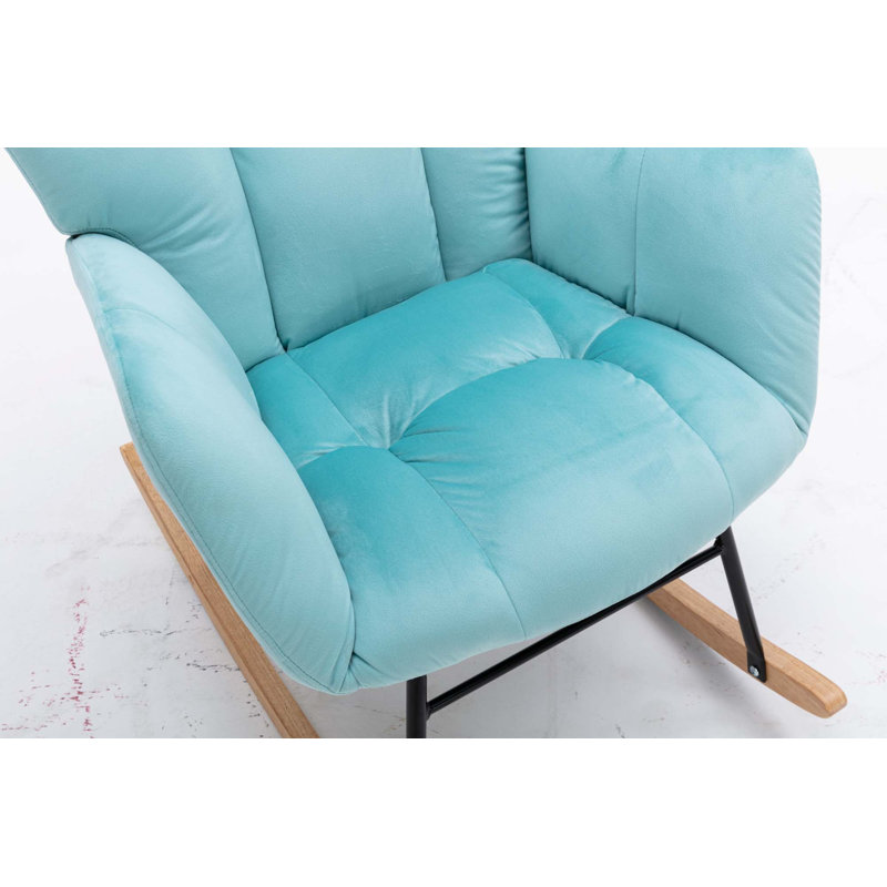 Chaise berçante moderne Marsa, Velours bleu cyan
