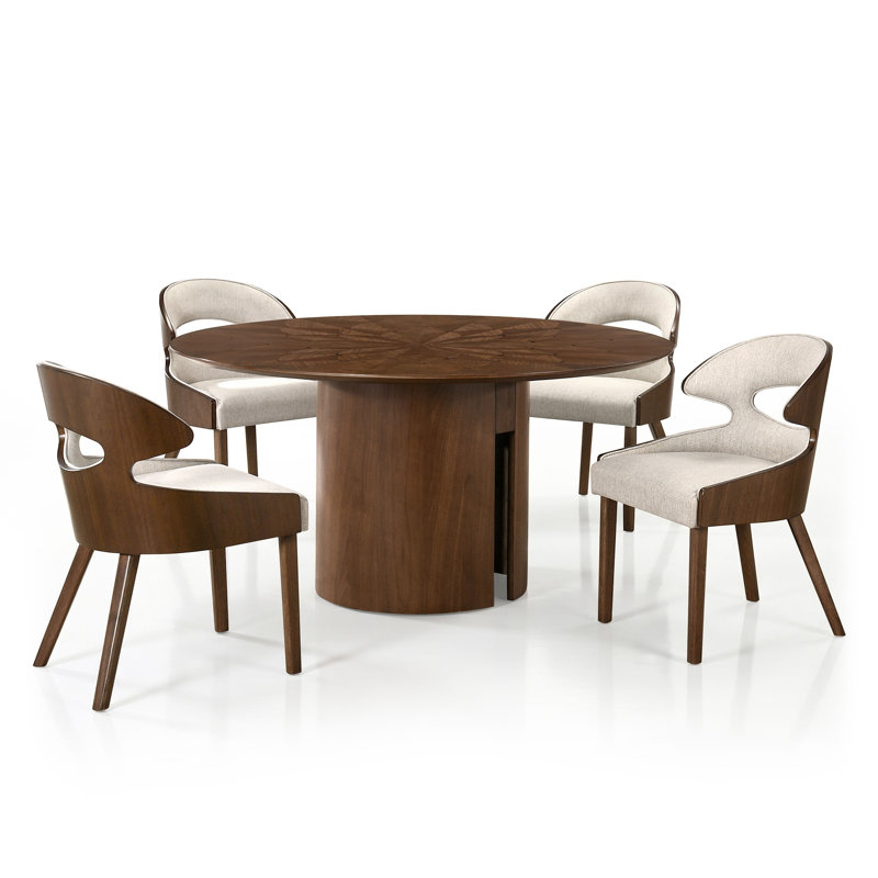 Ensemble de table de salle à manger 5 pièces Farrish, 5 Pcs: Table, 4 Chairs