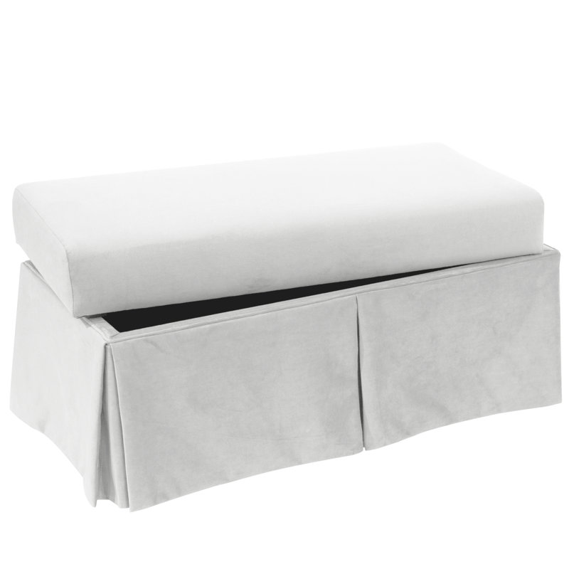 Upholstered Storage Bench, Classic White Velvet