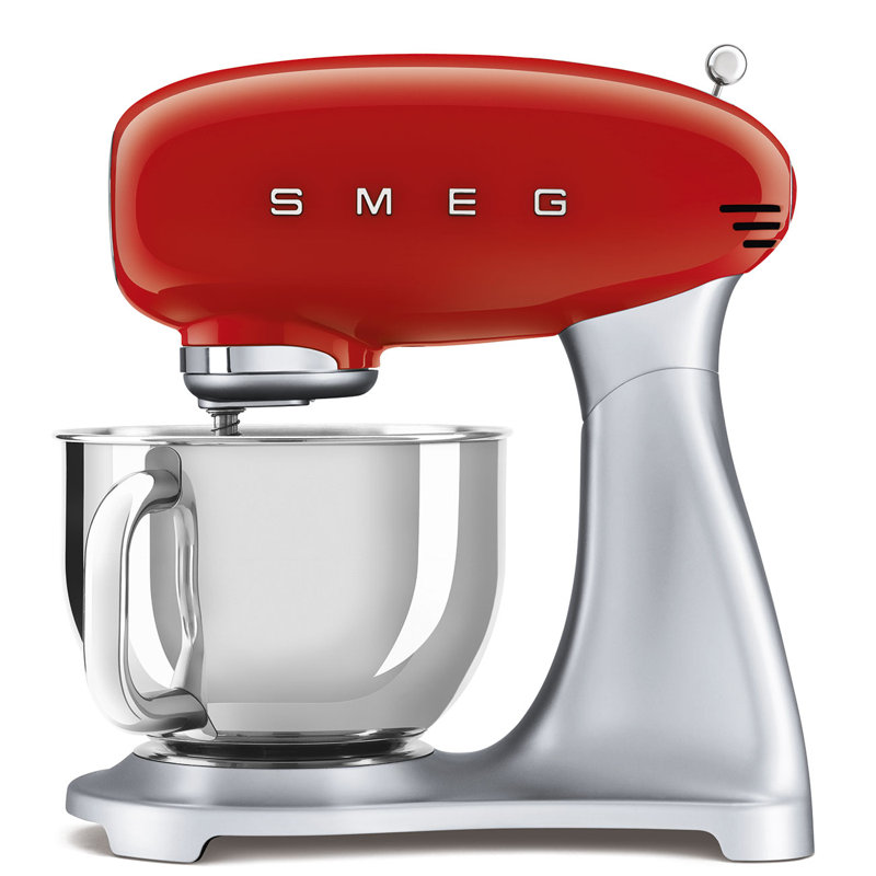 SMEG 50's Retro Style Aesthetic Stand Mixer, Red/Silver