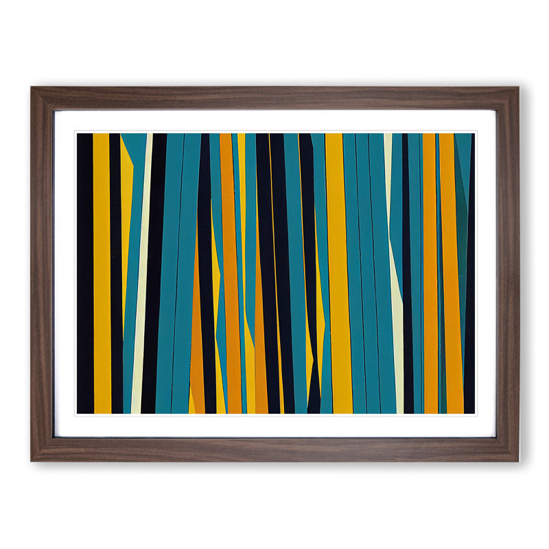 Intriguing Abstract Bamboo Forest - Framed Print, 25cm H x 34cm W x 2cm D, Walnut