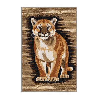 Washable North American Cougar Big Cats Area Rug