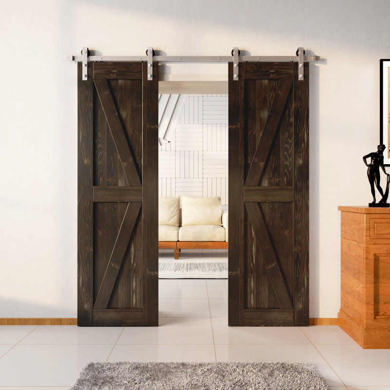 Ensemble de quincaillerie d'installation de porte en nickel massif brossé K Design, L 28 po x H 84 po, Ébène