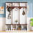 Wooden Hall Tree, Entryway Storage Bench with 5 Hooks and 7 Cubbies for Mudroom, Living Room-1192874144