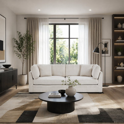 3-Seater Chenille Upholstered sofa WITH Cushion Back