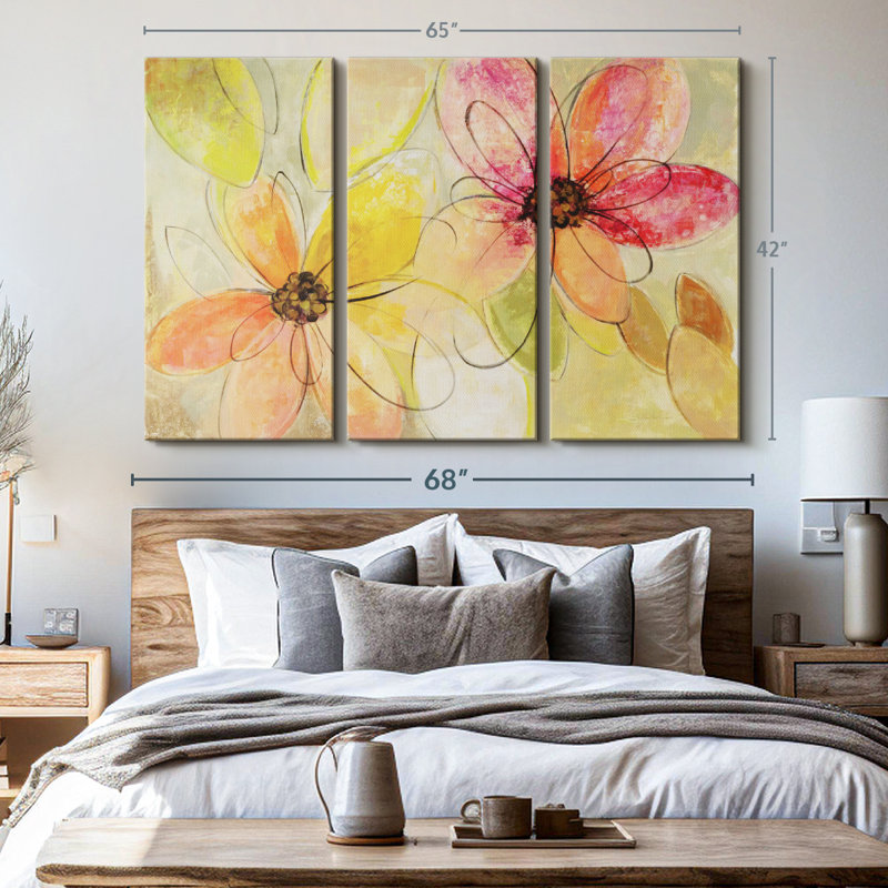 «Neon Floral I» sur toile, H 42 po x l 65 po x P 1,25 po