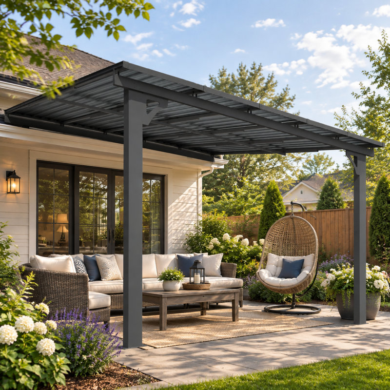 Pergola d'extérieur à hauteur ajustable pour terrasse, 82.8" H x 120" W x 120" D