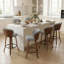 Tabouret de comptoir pivotant rembourré avec structure en bois Devault-123161706