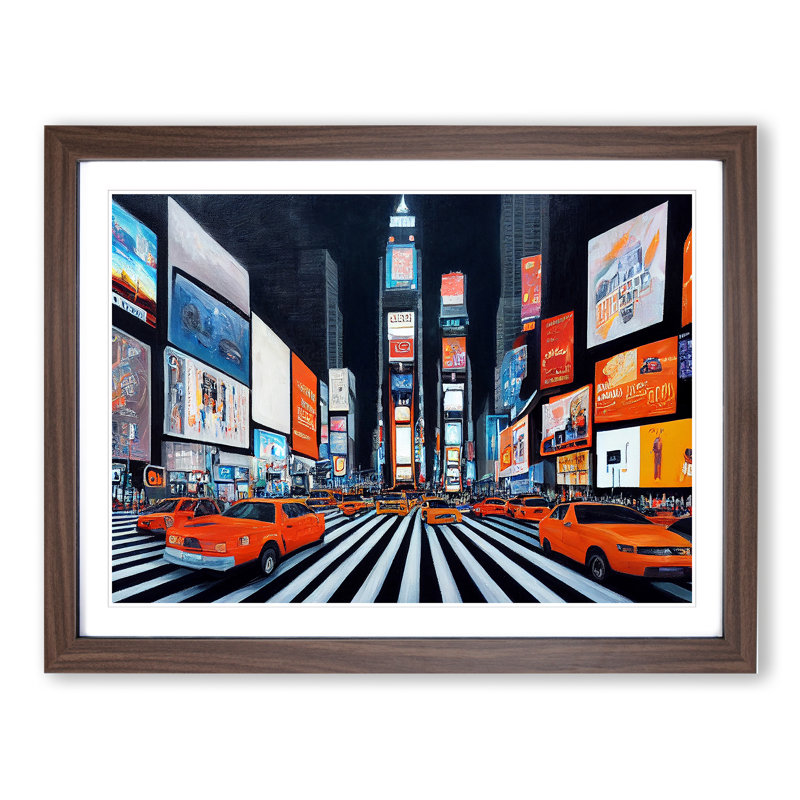 Times Square Vol.2 - Framed Print, 46cm H x 64cm W x 2cm D, Walnut Framed