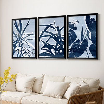 Plant Life I  -Custom Framed  Wrapped Gallery Canvas - 3 Pieces