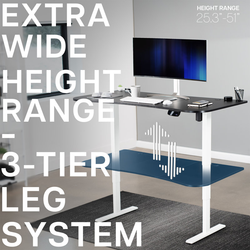 Adjustable Height 63'' Black and White Electric Standing Desk