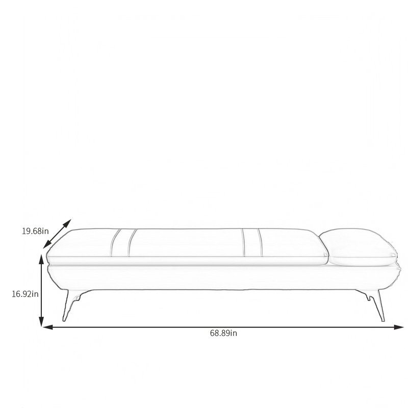 Banc rembourré en cuir de vache Ritvi, Blanc,  H 16,92 po x l 68,89 po x P 19,68 po