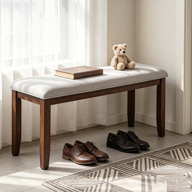 Banc rembourré pour chambre à coucher, Beige et brun