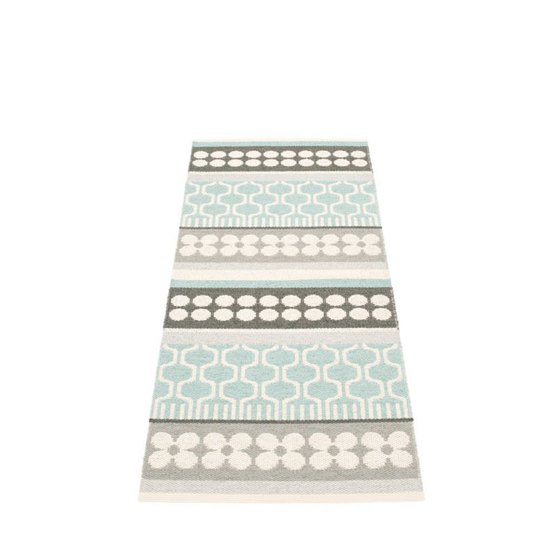 Asta Geometric Area Rug in Pale Turquoise/White/Gray