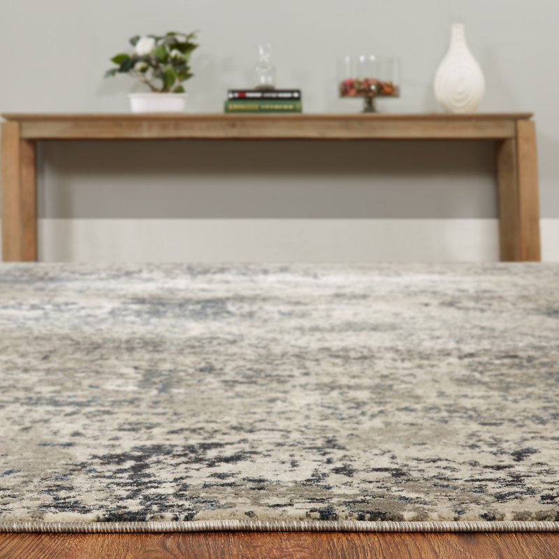 Mayes Abstract Area Rug in Ivory/Gray, Rectangle 2' x 3'
