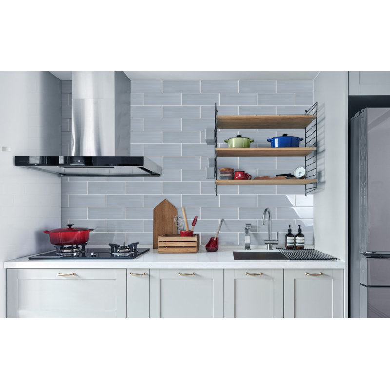 Carrelage en verre peint à la main de qualité supérieure 4 po x 12 po, Gris tourterelle
